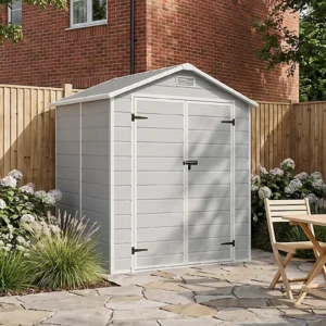 Living and Home 6x6 Plastic Apex Shed - Smokey Grey Wood Grain