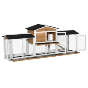 Outsunny PawHut 2-Tier Large Rabbit Hutch Outdoor with Double Side Run Boxes - White