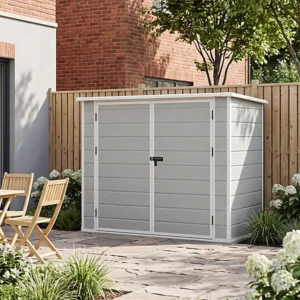 Living and Home 7x4 Plastic Pent Bicycle Storage Shed - Smokey Grey Wood Grain (Coming Soon)