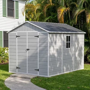 Living and Home 8x10 Plastic Apex Shed - Smoky Grey Wood Grain (Coming Soon)