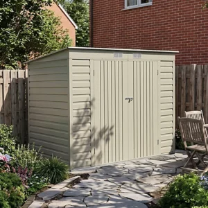 Living and Home 8x4 Double Hinged Metal Pent Shed - Grey Aluminium