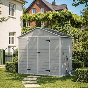 Living and Home 8x4 Plastic Apex Shed - Smokey Grey Wood Grain (Coming Soon)