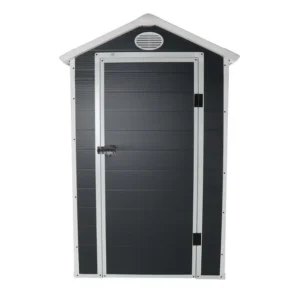 Charles Bentley 4'x3' Plastic Storage Garden Shed - Dark Grey