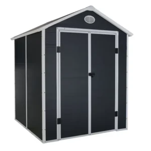 Charles Bentley 6'x6' Plastic Storage Garden Shed - Dark Grey