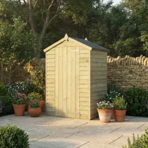 Mercia 3' x 4' Overlap Green Dipped Treatment Apex Shed - Windowless