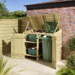Rowlinson Traditional Timber Overlap Single Bin Store With Box Store