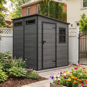 Living and Home 6x6 Plastic Pent Shed - Dark Grey Wood Grain (Coming Soon)