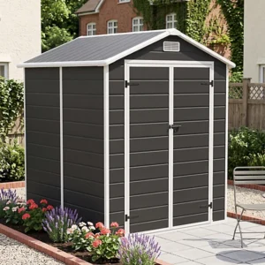 Living and Home 6x6  Plastic Apex Shed - Black and White (Coming Soon)