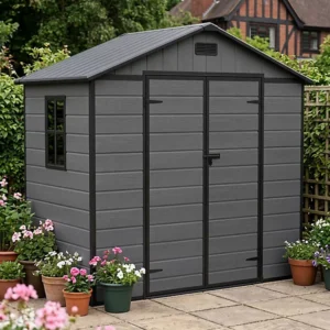 Living and Home 8x4 Plastic Apex Shed - Dark Grey Wood Grain (Coming Soon)