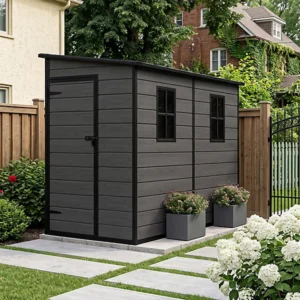 Living and Home 4x8 Lean To Plastic Shed - Dark Grey Wood Grain (Coming Soon)