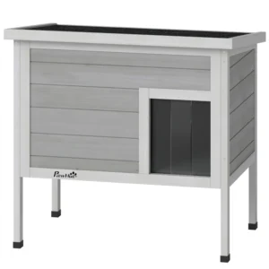 Outsunny PawHut Insulated Cat Shelter with Insulated Liner - Grey