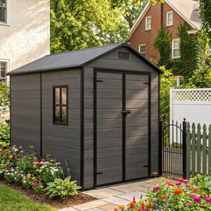 Living and Home 6x8 Plastic Apex Shed - Dark Grey Wood Grain (Coming Soon)