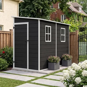 Living and Home 4x8 Lean To Plastic Shed - Black and White (Coming Soon)