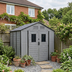 Living and Home 8x6 Plastic Apex Double Doors Shed - Dark Grey and Black (Coming Soon)