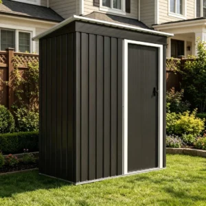Pro-Tect 5'x3' Metal Pent Shed with Acrylic Skylight- Anthracite and White