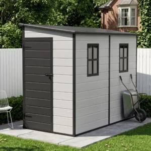 Living and Home 4x8 Lean To Plastic Shed - Smokey Grey Wood Grain and Black (Coming Soon)