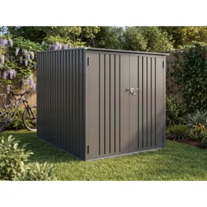Pro-Tect 5'x7' Metal Pent Shed with 2 Bicycle Rails - Grey
